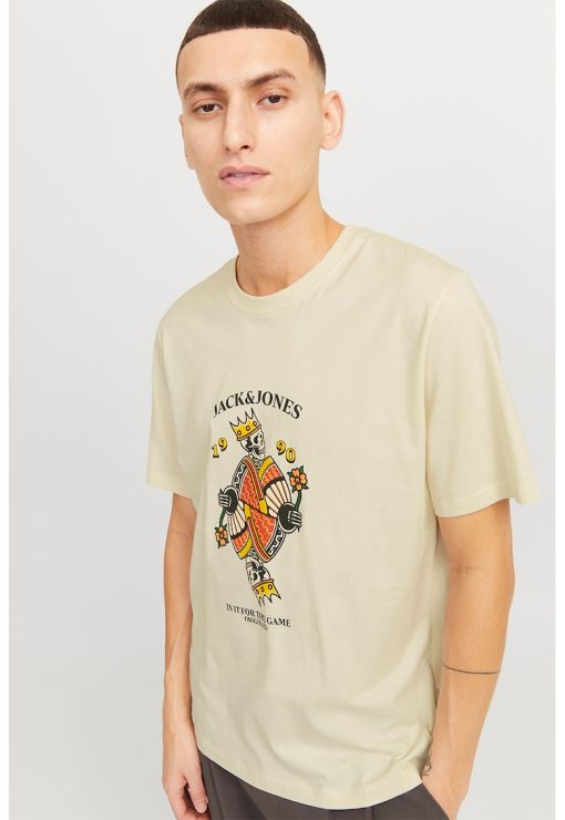 Tricou cu imprimeu si decolteu la baza gatului-BARBATI/IMBRACAMINTE/Tricouri si maiouri-IMBRACAMINTE/Tricouri si maiouri