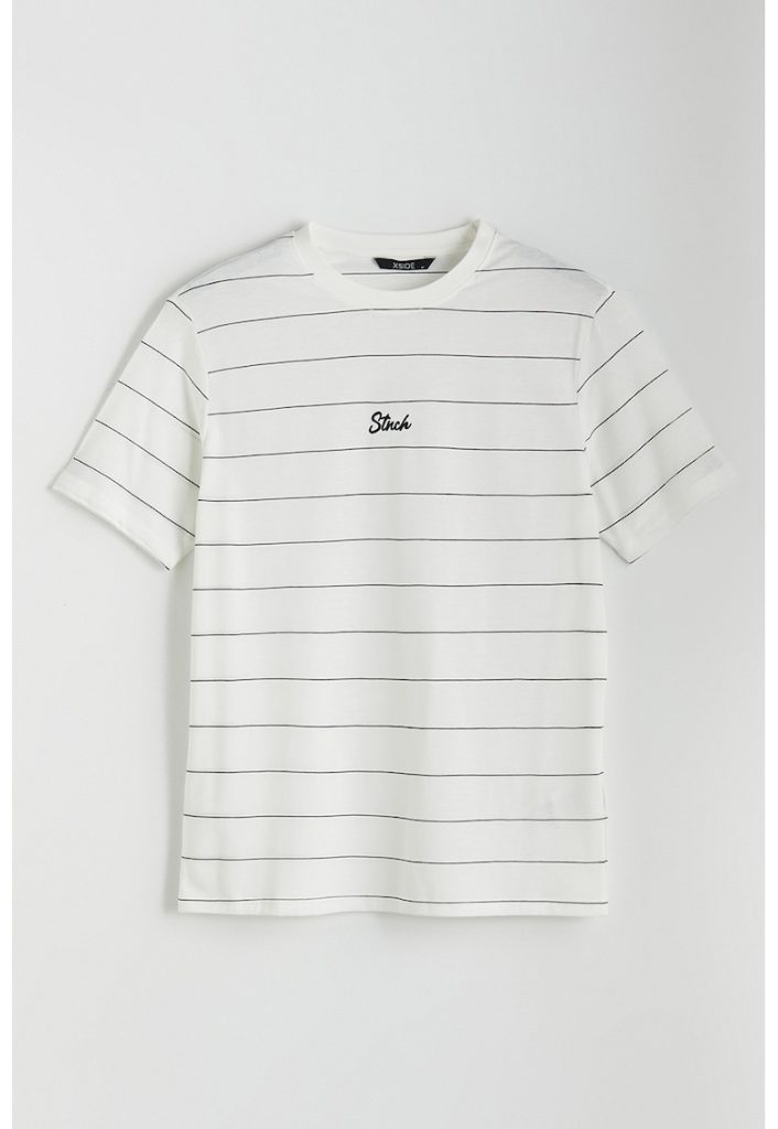 Tricou cu imprimeu text si model in dungi-BARBATI/IMBRACAMINTE/Tricouri si maiouri-IMBRACAMINTE/Tricouri si maiouri