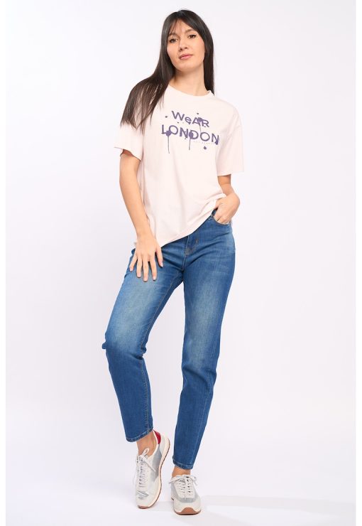 Tricou cu maneci cazute si imprimeu-FEMEI/IMBRACAMINTE/Tricouri si maiouri-IMBRACAMINTE/Tricouri si maiouri