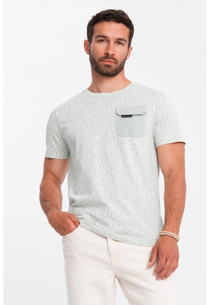 Tricou cu model si buzunar pe piept-BARBATI/IMBRACAMINTE/Tricouri si maiouri-IMBRACAMINTE/Tricouri si maiouri