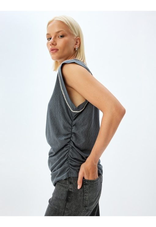 Tricou cu pliuri-FEMEI/IMBRACAMINTE/Tricouri si maiouri-IMBRACAMINTE/Tricouri si maiouri