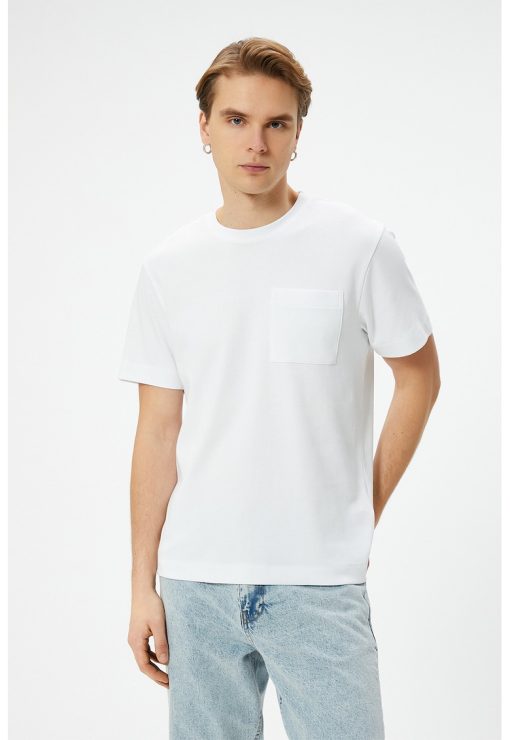 Tricou de bumbac cu buzunar pe piept-BARBATI/IMBRACAMINTE/Tricouri si maiouri-IMBRACAMINTE/Tricouri si maiouri