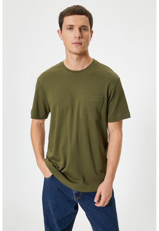Tricou de bumbac cu buzunar pe piept-BARBATI/IMBRACAMINTE/Tricouri si maiouri-IMBRACAMINTE/Tricouri si maiouri
