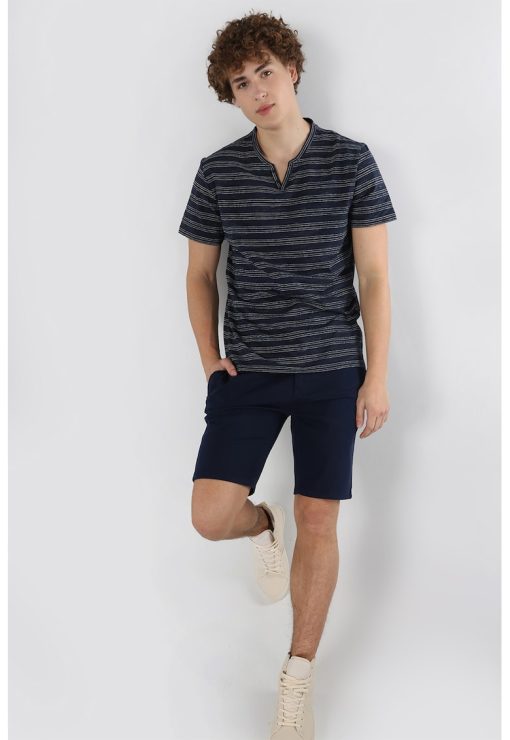 Tricou de bumbac cu decolteu henley-BARBATI/IMBRACAMINTE/Tricouri si maiouri-IMBRACAMINTE/Tricouri si maiouri