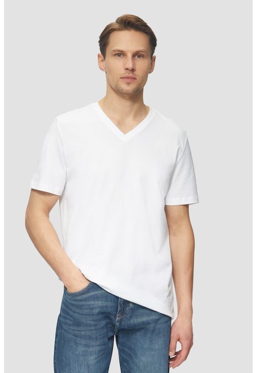 Tricou de bumbac cu decolteu in V-BARBATI/IMBRACAMINTE/Tricouri si maiouri-IMBRACAMINTE/Tricouri si maiouri