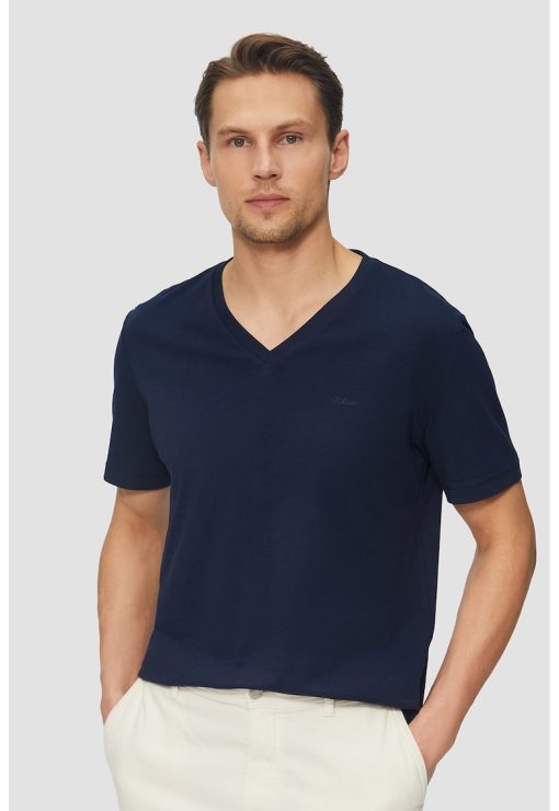 Tricou de bumbac cu decolteu in V-BARBATI/IMBRACAMINTE/Tricouri si maiouri-IMBRACAMINTE/Tricouri si maiouri
