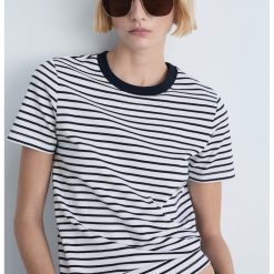 Tricou de bumbac cu decolteu in V-FEMEI/IMBRACAMINTE/Tricouri si maiouri-IMBRACAMINTE/Tricouri si maiouri