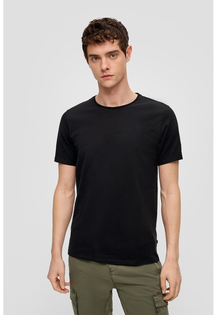 Tricou de bumbac cu decolteu la baza gatului-BARBATI/IMBRACAMINTE/Tricouri si maiouri-IMBRACAMINTE/Tricouri si maiouri