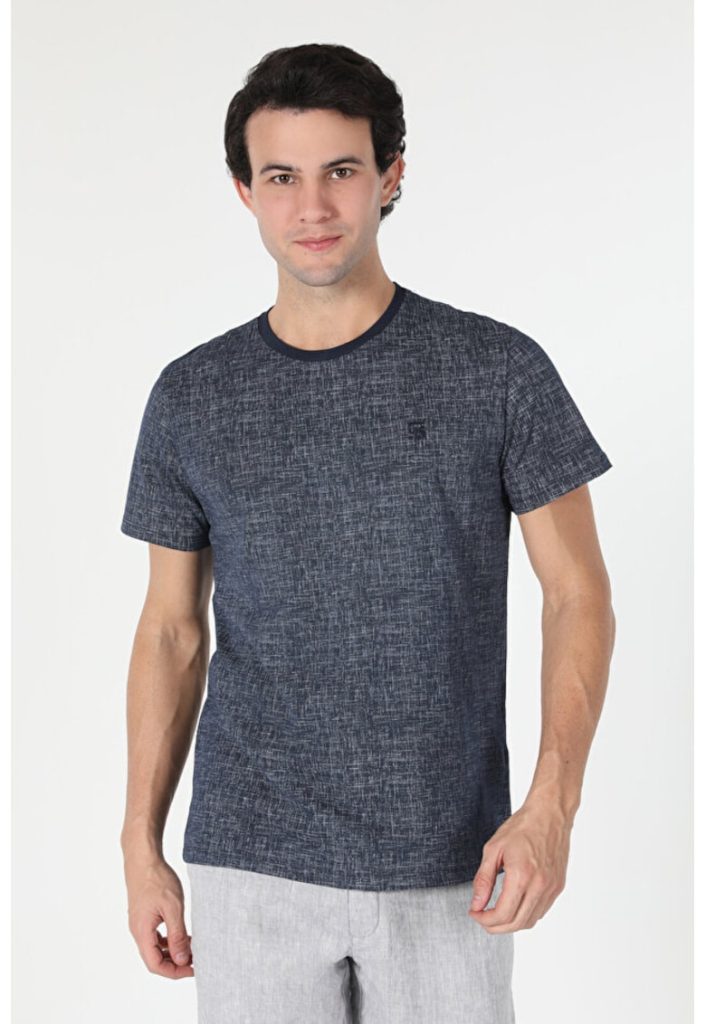 Tricou de bumbac cu decolteu la baza gatului-BARBATI/IMBRACAMINTE/Tricouri si maiouri-IMBRACAMINTE/Tricouri si maiouri