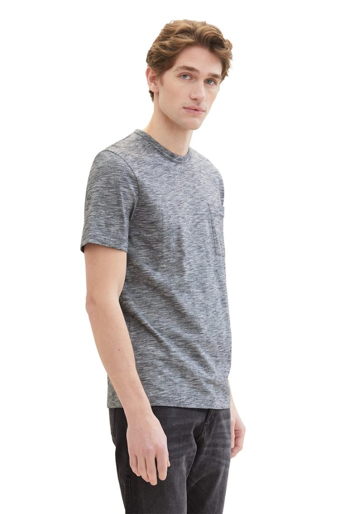 Tricou de bumbac cu decolteu la baza gatului-BARBATI/IMBRACAMINTE/Tricouri si maiouri-IMBRACAMINTE/Tricouri si maiouri