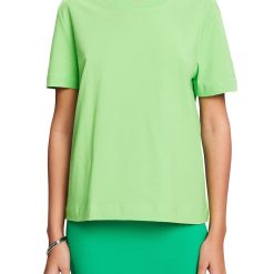 Tricou de bumbac cu decolteu la baza gatului-FEMEI/IMBRACAMINTE/Tricouri si maiouri-IMBRACAMINTE/Tricouri si maiouri