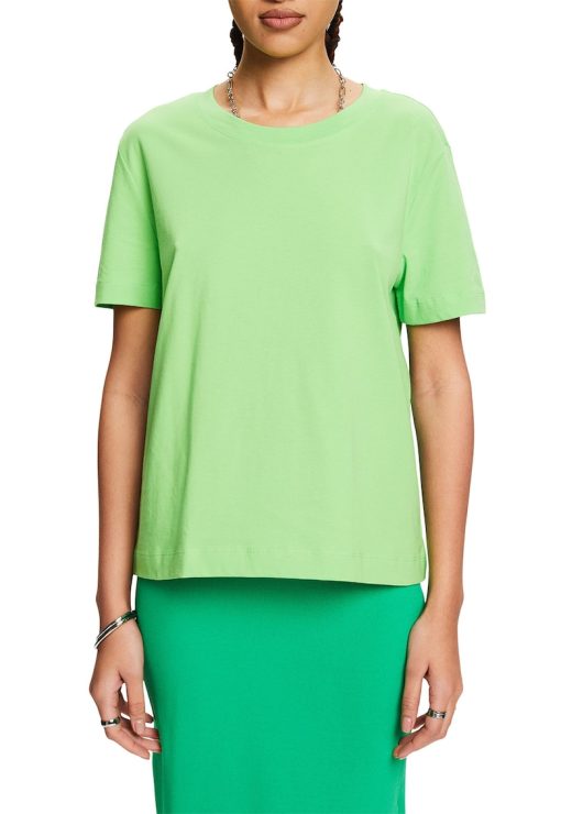Tricou de bumbac cu decolteu la baza gatului-FEMEI/IMBRACAMINTE/Tricouri si maiouri-IMBRACAMINTE/Tricouri si maiouri