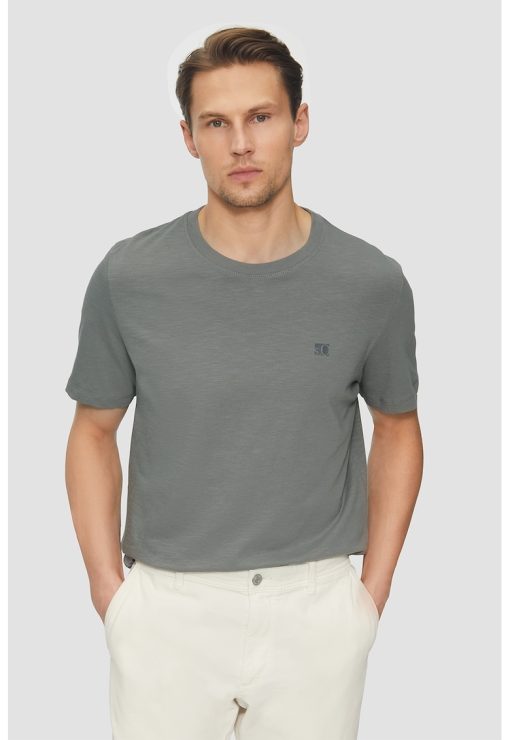 Tricou de bumbac cu decolteu la baza gatului-BARBATI/IMBRACAMINTE/Tricouri si maiouri-IMBRACAMINTE/Tricouri si maiouri