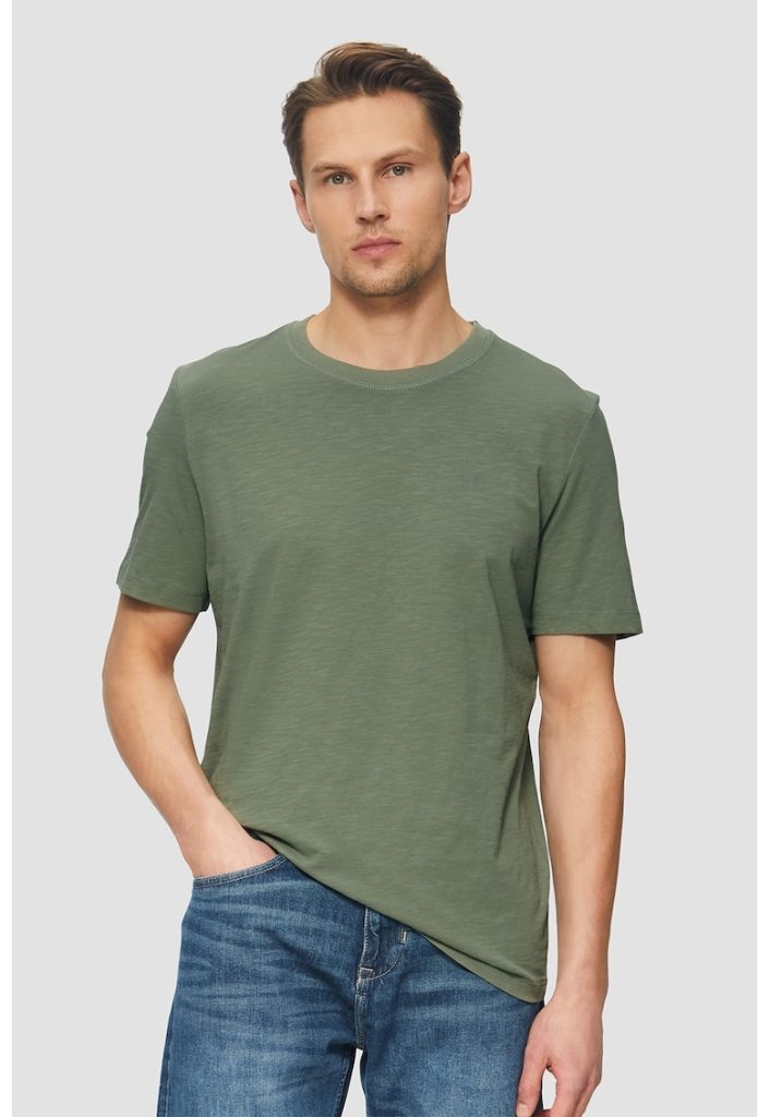Tricou de bumbac cu decolteu la baza gatului-BARBATI/IMBRACAMINTE/Tricouri si maiouri-IMBRACAMINTE/Tricouri si maiouri