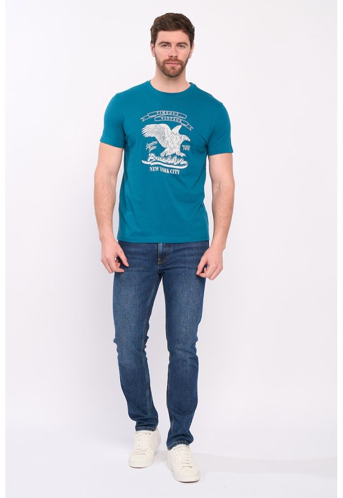 Tricou de bumbac cu decolteu la baza gatului-BARBATI/IMBRACAMINTE/Tricouri si maiouri-IMBRACAMINTE/Tricouri si maiouri