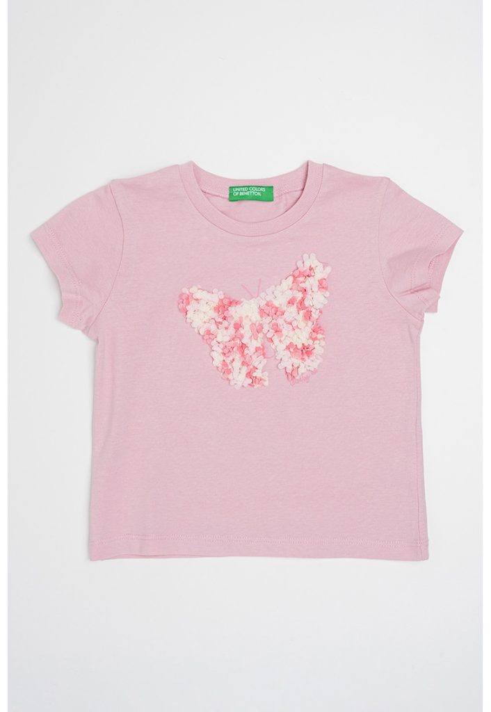 Tricou de bumbac cu decolteu la baza gatului-FETE/IMBRACAMINTE/Tricouri si maiouri-IMBRACAMINTE/Tricouri si maiouri