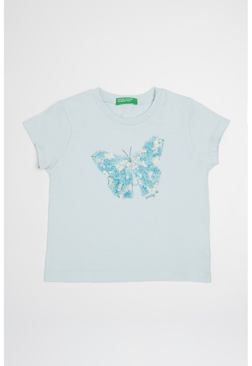 Tricou de bumbac cu decolteu la baza gatului-FETE/IMBRACAMINTE/Tricouri si maiouri-IMBRACAMINTE/Tricouri si maiouri