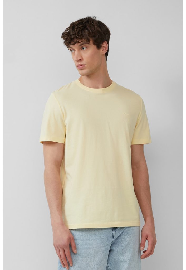 Tricou de bumbac cu decolteu la baza gatului-BARBATI/IMBRACAMINTE/Tricouri si maiouri-IMBRACAMINTE/Tricouri si maiouri