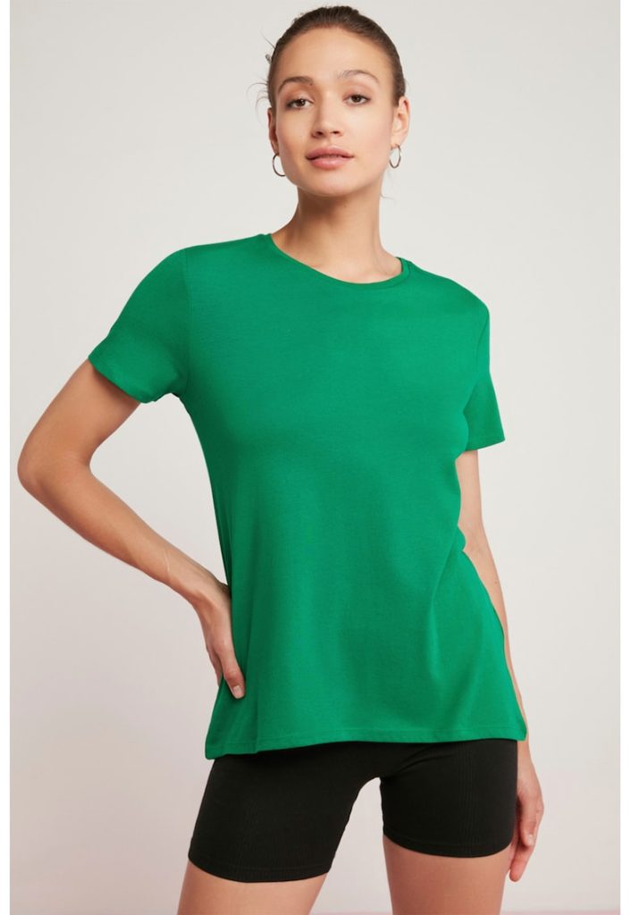 Tricou de bumbac cu decolteu la baza gatului-FEMEI/IMBRACAMINTE/Tricouri si maiouri-IMBRACAMINTE/Tricouri si maiouri