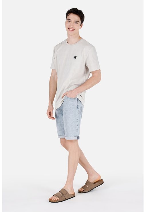 Tricou de bumbac cu decolteu la baza gatului-BARBATI/IMBRACAMINTE/Tricouri si maiouri-IMBRACAMINTE/Tricouri si maiouri