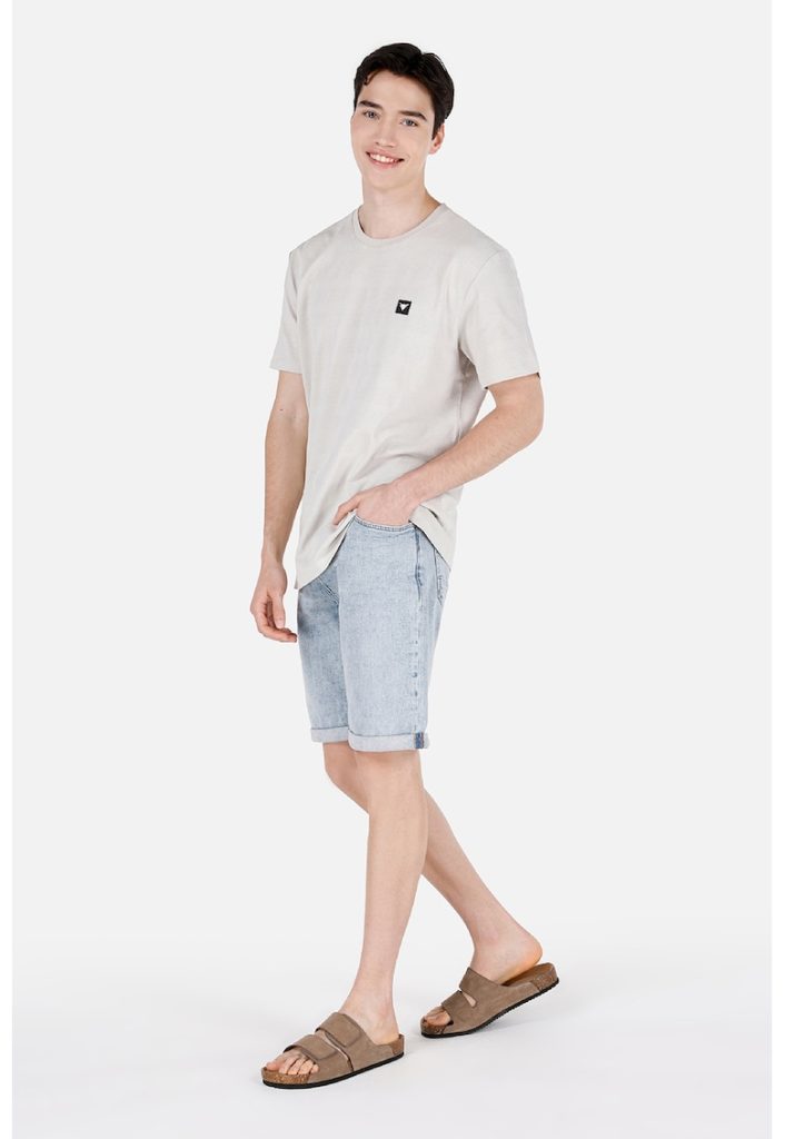 Tricou de bumbac cu decolteu la baza gatului-BARBATI/IMBRACAMINTE/Tricouri si maiouri-IMBRACAMINTE/Tricouri si maiouri