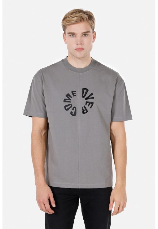 Tricou de bumbac cu decolteu la baza gatului-BARBATI/IMBRACAMINTE/Tricouri si maiouri-IMBRACAMINTE/Tricouri si maiouri