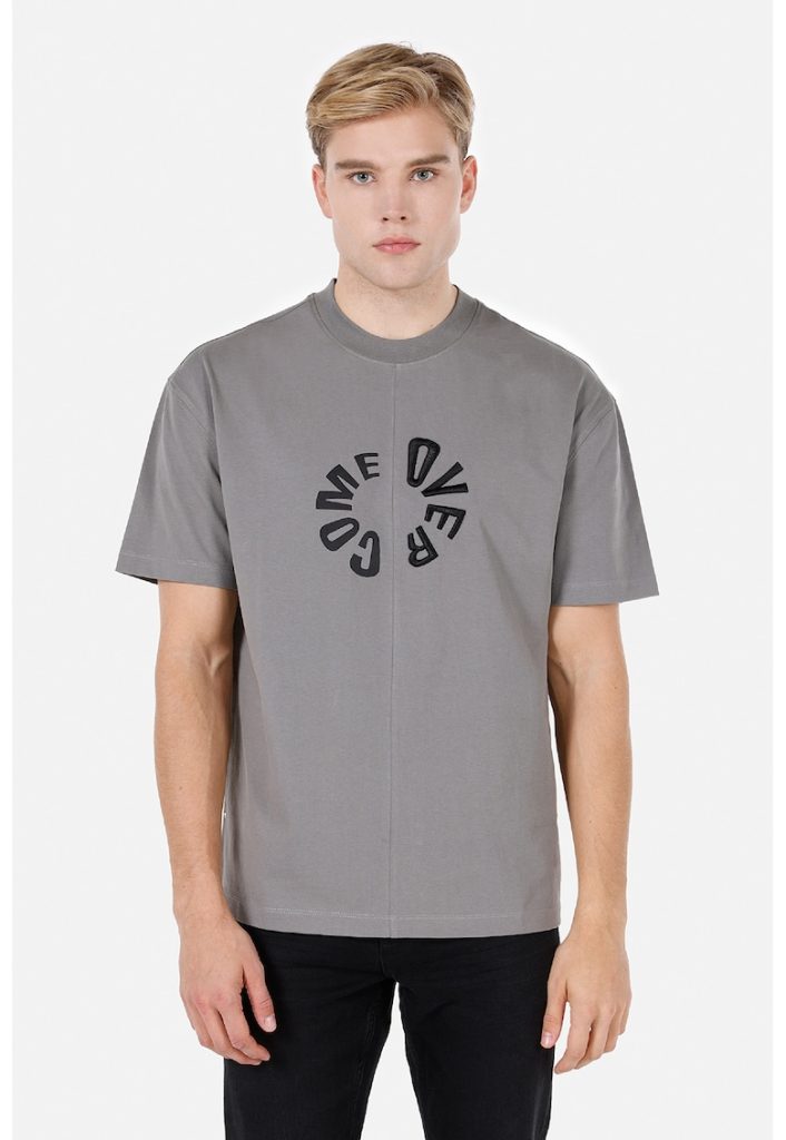 Tricou de bumbac cu decolteu la baza gatului-BARBATI/IMBRACAMINTE/Tricouri si maiouri-IMBRACAMINTE/Tricouri si maiouri