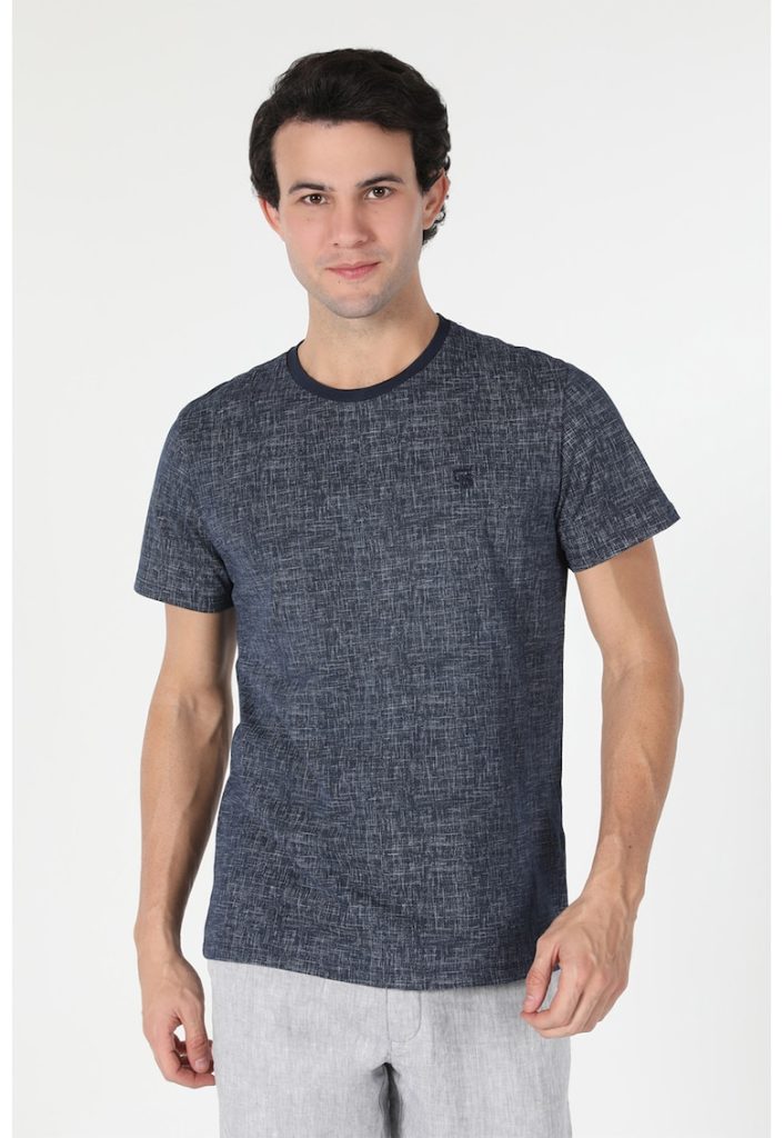 Tricou de bumbac cu decolteu la baza gatului-BARBATI/IMBRACAMINTE/Tricouri si maiouri-IMBRACAMINTE/Tricouri si maiouri