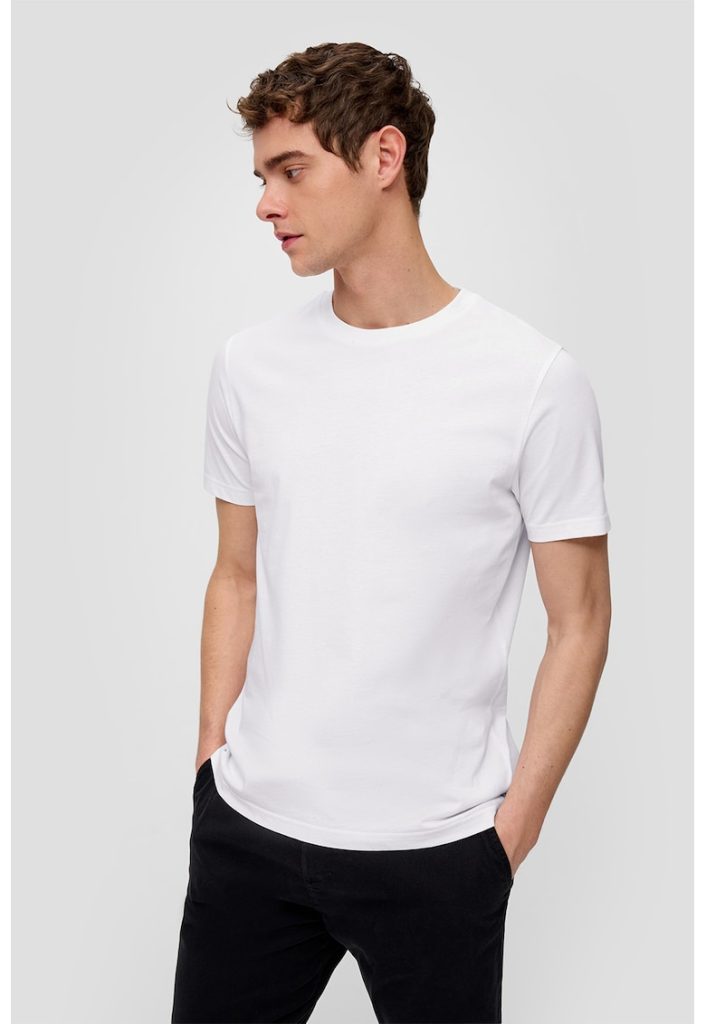 Tricou de bumbac cu decolteu la baza gatului-BARBATI/IMBRACAMINTE/Tricouri si maiouri-IMBRACAMINTE/Tricouri si maiouri
