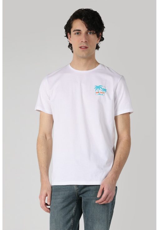Tricou de bumbac cu decolteu la baza gatului-BARBATI/IMBRACAMINTE/Tricouri si maiouri-IMBRACAMINTE/Tricouri si maiouri