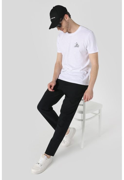 Tricou de bumbac cu detaliu grafic pe piept-BARBATI/IMBRACAMINTE/Tricouri si maiouri-IMBRACAMINTE/Tricouri si maiouri