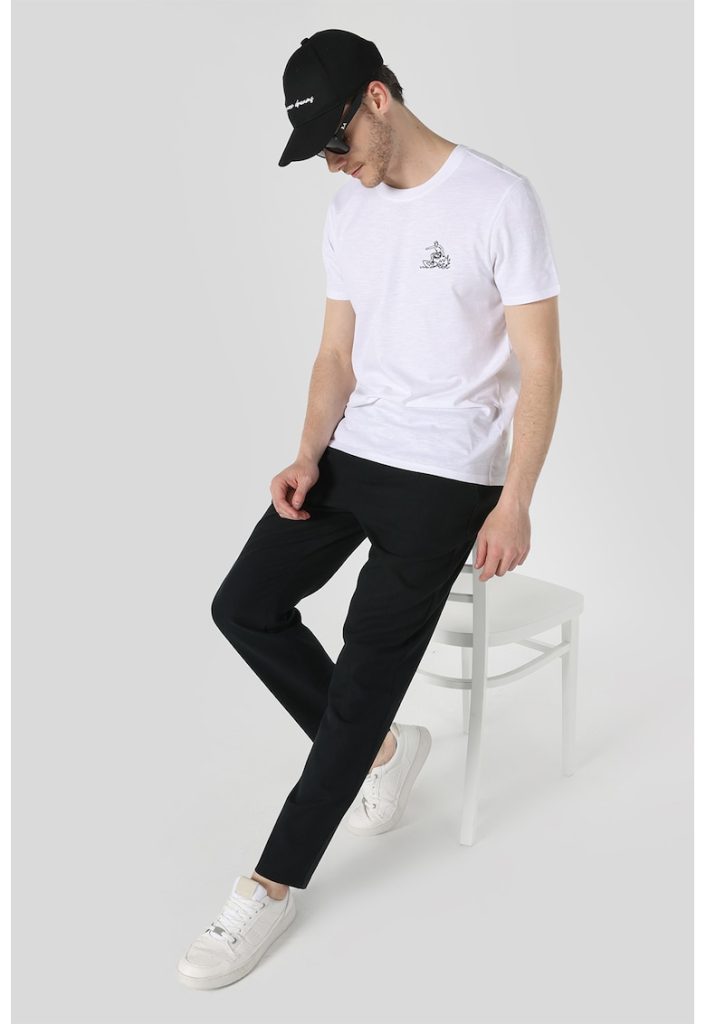 Tricou de bumbac cu detaliu grafic pe piept-BARBATI/IMBRACAMINTE/Tricouri si maiouri-IMBRACAMINTE/Tricouri si maiouri