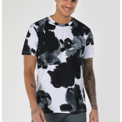 Tricou de bumbac cu imprimeu abstract-BARBATI/IMBRACAMINTE/Tricouri si maiouri-IMBRACAMINTE/Tricouri si maiouri