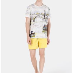 Tricou de bumbac cu imprimeu cu peisaj-BARBATI/IMBRACAMINTE/Tricouri si maiouri-IMBRACAMINTE/Tricouri si maiouri