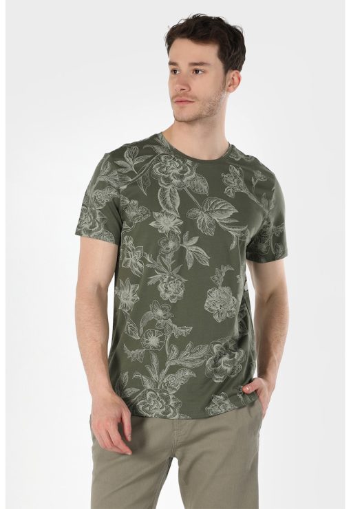 Tricou de bumbac cu imprimeu floral-BARBATI/IMBRACAMINTE/Tricouri si maiouri-IMBRACAMINTE/Tricouri si maiouri