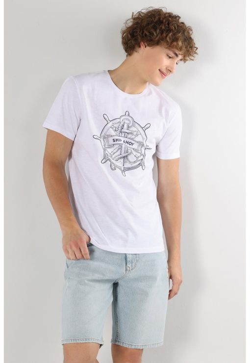 Tricou de bumbac cu imprimeu grafic-BARBATI/IMBRACAMINTE/Tricouri si maiouri-IMBRACAMINTE/Tricouri si maiouri