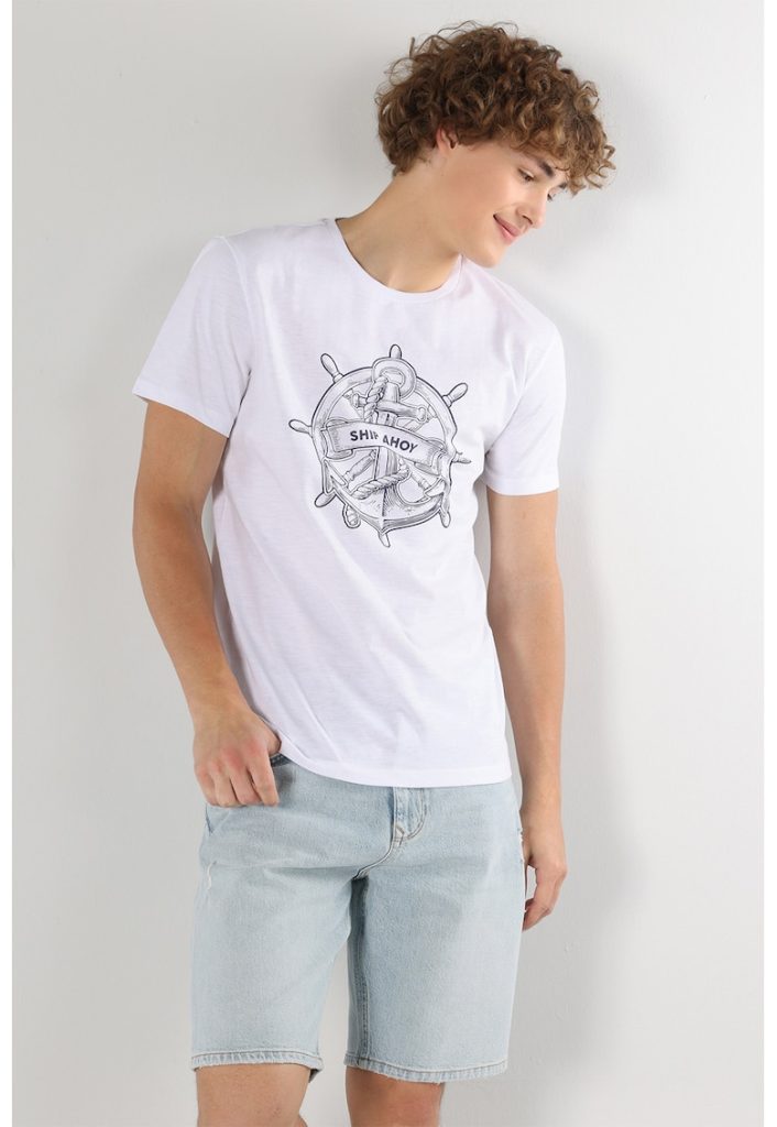 Tricou de bumbac cu imprimeu grafic-BARBATI/IMBRACAMINTE/Tricouri si maiouri-IMBRACAMINTE/Tricouri si maiouri