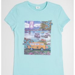 Tricou de bumbac cu imprimeu grafic-FETE/IMBRACAMINTE/Tricouri si maiouri-IMBRACAMINTE/Tricouri si maiouri