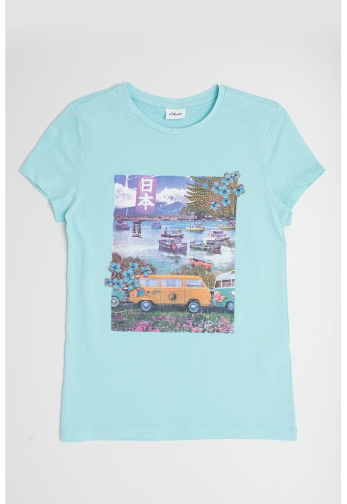 Tricou de bumbac cu imprimeu grafic-FETE/IMBRACAMINTE/Tricouri si maiouri-IMBRACAMINTE/Tricouri si maiouri