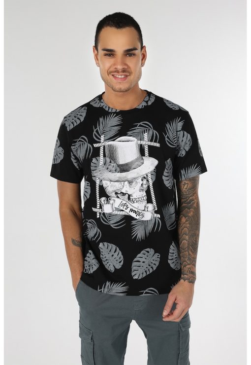 Tricou de bumbac cu imprimeu grafic-BARBATI/IMBRACAMINTE/Tricouri si maiouri-IMBRACAMINTE/Tricouri si maiouri