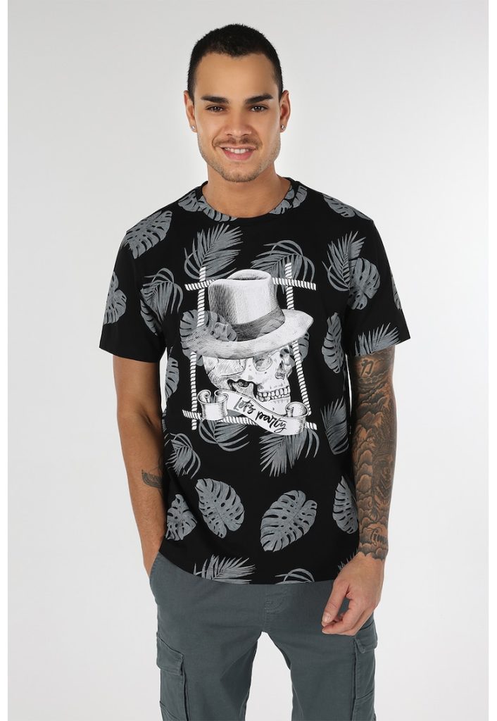 Tricou de bumbac cu imprimeu grafic-BARBATI/IMBRACAMINTE/Tricouri si maiouri-IMBRACAMINTE/Tricouri si maiouri