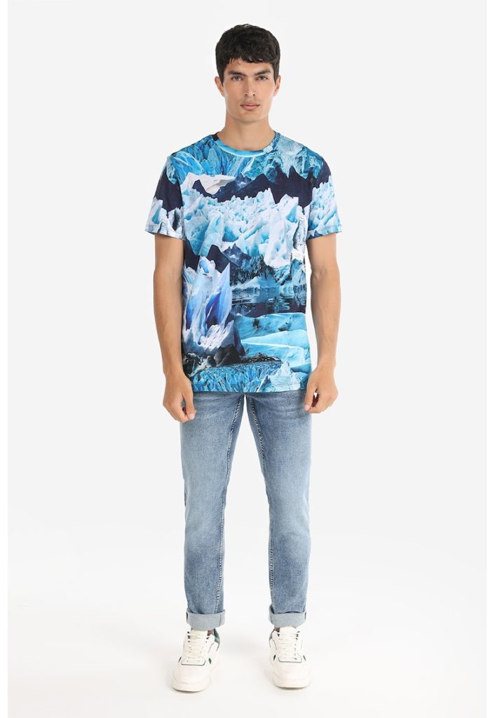 Tricou de bumbac cu imprimeu grafic-BARBATI/IMBRACAMINTE/Tricouri si maiouri-IMBRACAMINTE/Tricouri si maiouri