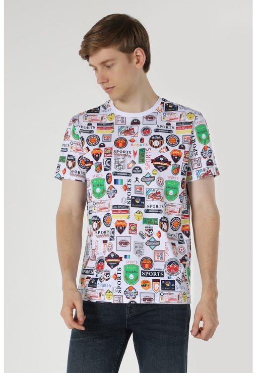 Tricou de bumbac cu imprimeu grafic-BARBATI/IMBRACAMINTE/Tricouri si maiouri-IMBRACAMINTE/Tricouri si maiouri