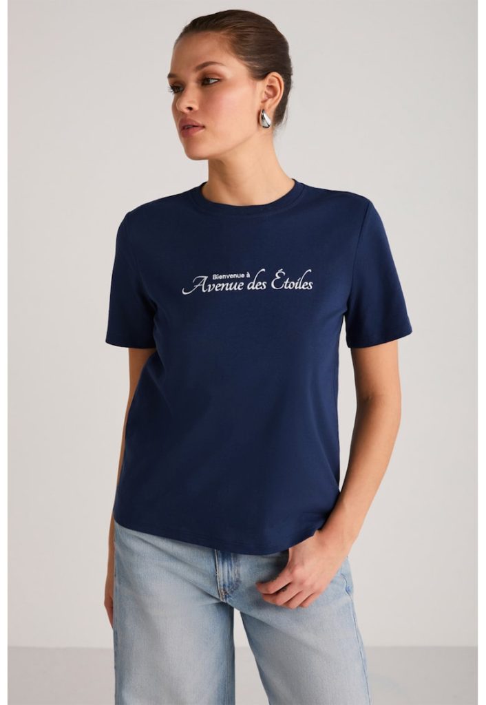 Tricou de bumbac cu imprimeu text-FEMEI/IMBRACAMINTE/Tricouri si maiouri-IMBRACAMINTE/Tricouri si maiouri