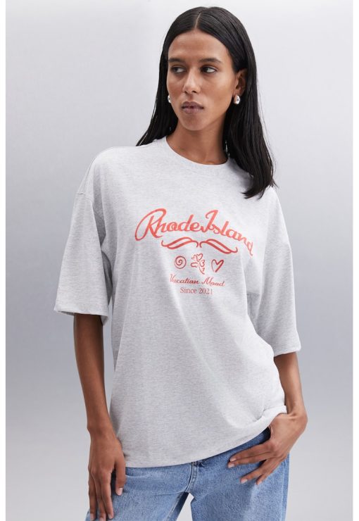 Tricou de bumbac cu imprimeu text-FEMEI/IMBRACAMINTE/Tricouri si maiouri-IMBRACAMINTE/Tricouri si maiouri