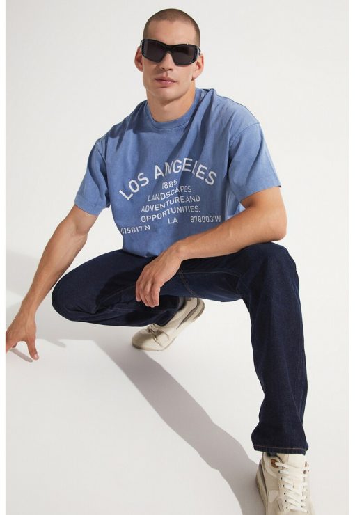 Tricou de bumbac cu imprimeu text-BARBATI/IMBRACAMINTE/Tricouri si maiouri-IMBRACAMINTE/Tricouri si maiouri