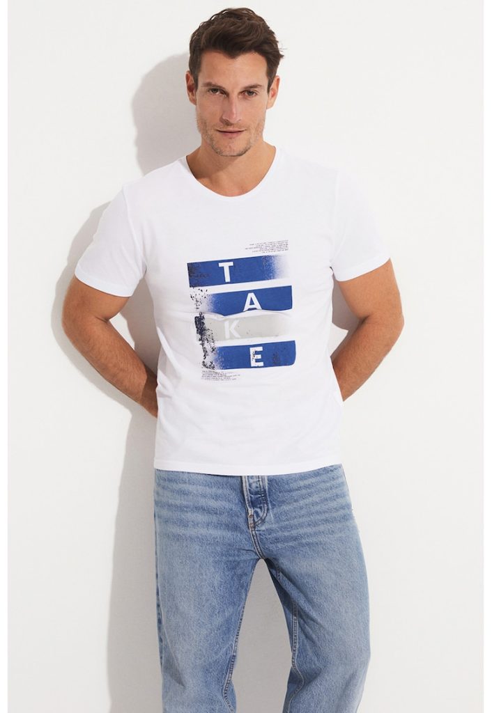 Tricou de bumbac cu imprimeu text si grafic-BARBATI/IMBRACAMINTE/Tricouri si maiouri-IMBRACAMINTE/Tricouri si maiouri