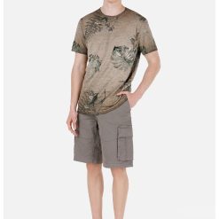 Tricou de bumbac cu imprimeu tropical-BARBATI/IMBRACAMINTE/Tricouri si maiouri-IMBRACAMINTE/Tricouri si maiouri
