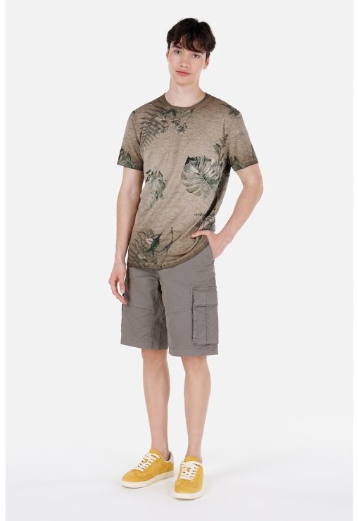 Tricou de bumbac cu imprimeu tropical-BARBATI/IMBRACAMINTE/Tricouri si maiouri-IMBRACAMINTE/Tricouri si maiouri