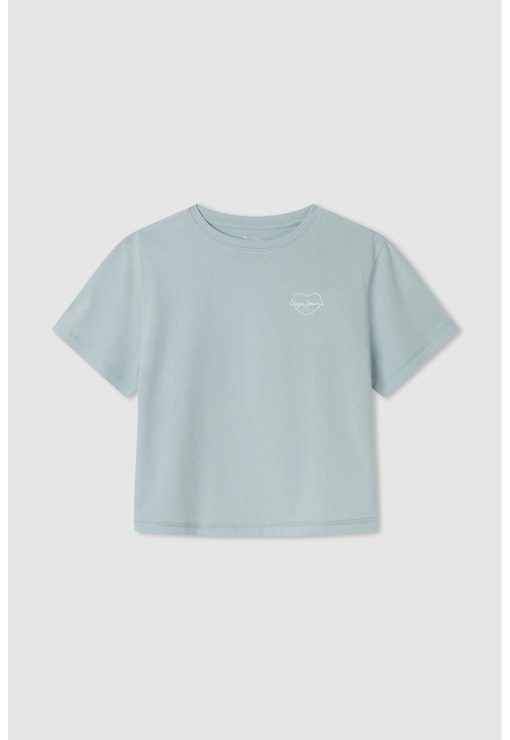 Tricou de bumbac cu logo discret-FETE/IMBRACAMINTE/Tricouri si maiouri-IMBRACAMINTE/Tricouri si maiouri